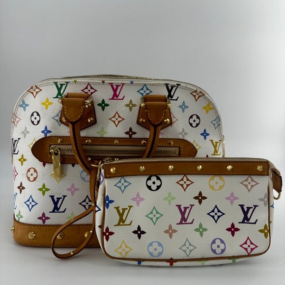 Louis Vuitton Monogram Multicolor Alma White Tote Bag - Picture 10 of 11